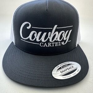 Cowboy Cartel Flat Bill Trucker Mesh Snapback White Yupoong 6006